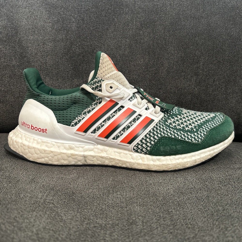 Adidas Ultraboost 1.0 Miami Hurricanes Men's 7.5 White Orange Green NCAA HQ5884